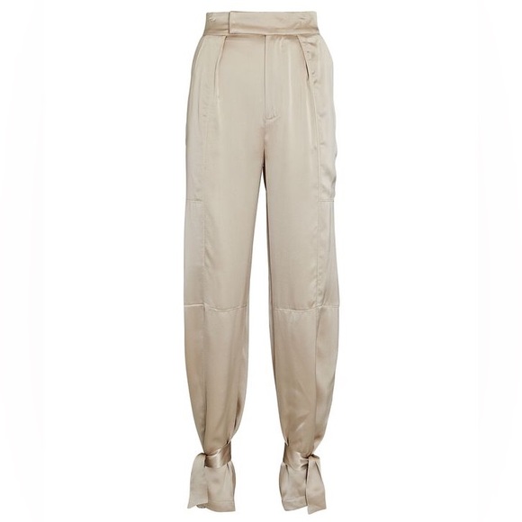 NWT NICHOLAS Erato high waist Tapered Silk pant trousers with cuff tabs in fog - Picture 6 of 8